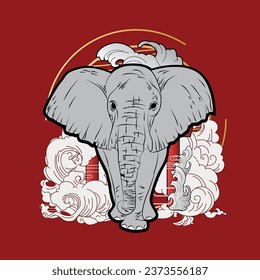 elephant illustration design for sukajan is mean japan traditional cloth or t-shirt with digital hand drawn Embroidery Men T-shirts Summer Casual Short Sleeve Hip Hop T Shirt Streetwear