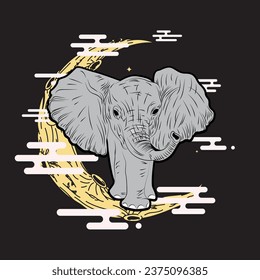 elephant illustration design for sukajan is mean japan traditional cloth or t-shirt with digital hand drawn Embroidery Men T-shirts Summer Casual Short Sleeve Hip Hop T Shirt Streetwear