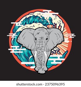 elephant illustration design for sukajan is mean japan traditional cloth or t-shirt with digital hand drawn Embroidery Men T-shirts Summer Casual Short Sleeve Hip Hop T Shirt Streetwear