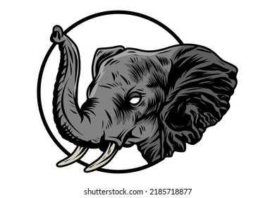 elephant illustration head vector logo realistic