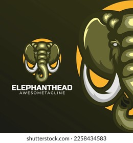 Elephant illustration logo design template