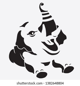 Elephant illustration for logo, symbol and icon. Black and white abstract hand drawn vector.