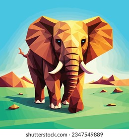 Elephant Illustration low poly vector art