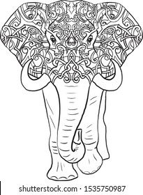 elephant illustration mandala tattoo vector