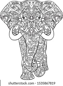 elephant illustration mandala tattoo vector