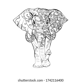 elephant illustration mandala vector isolated outline engraving