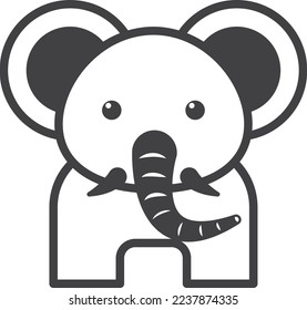 elephant illustration in minimal style isolated on background