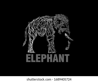 elephant illustration with scribble art or digital hand drawn for background or t-shirt design