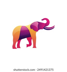 elephant illustration with a vector design type that uses full color