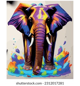 elephant illustration vector image with splash paint