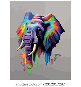 elephant illustration vector image with splash paint