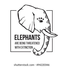 Elephant illustration vector. Print for clothes, cards, picture banner for websites. Ethnic Indian ornaments.