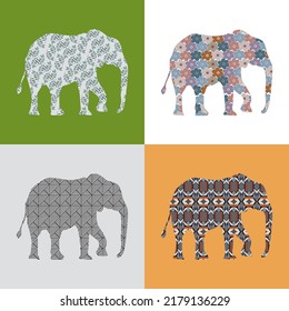 Elephant image with 4 patterns