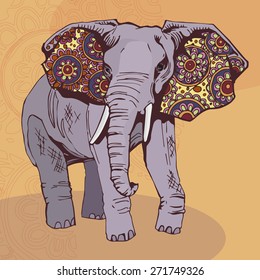 Elephant image design for postcard, poster, label, wallpaper and other decoration needs. 