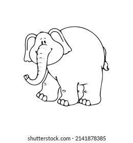 Ilustración resaltada de imagen elefante con trazo negro de línea delgada