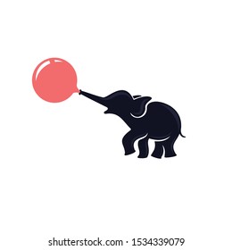 Elephant inflates bubble. Vector illustration