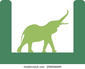 elephant inside the u shape vector illustration