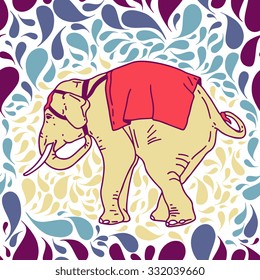Elephant with isolated abstract drop seamless pattern