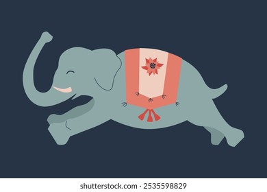 Elephant isolated on background. Flat vector illustration of Animal. 