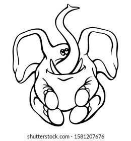 
Elephant isolated on white background. Children's print. Coloring book for children