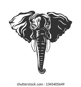 Elephant isolated in white. Vector illustration.