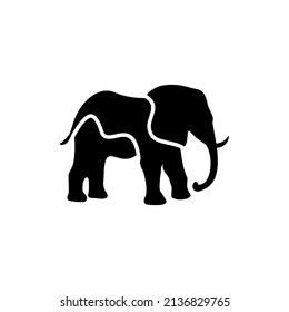 elephant ivory silhouette with black and white 3 line style that is beautiful and full of meaning svg