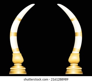 Elephant ivory tusks elephant isolated on black graphic vector