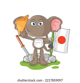 the elephant japanese vector. cartoon character