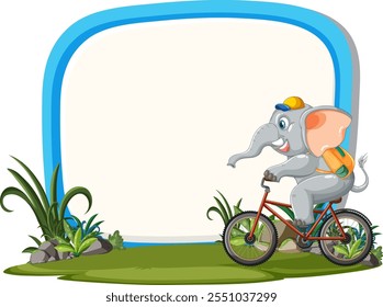 Elephant joyfully cycling through a grassy landscape