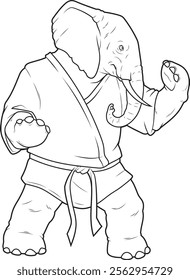 Elephant Karate Martial arts Animal Vector Graphic Art Illustration