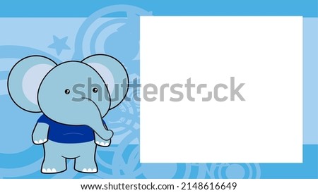elephant kid chibi cartoon pictureframe in vector format