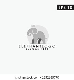 Elephant King With Crown Modern Logo Design With Flat Style Vector Template Isolated In Shape