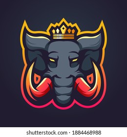 Elephant king mascot logo design vector with modern illustration concept style for sport and gaming