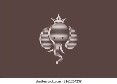 elephant king stripes logo vector