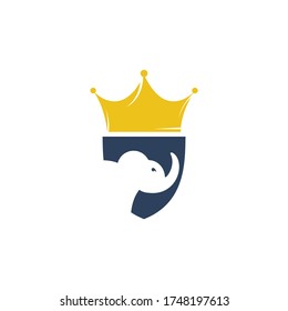 Elephant king vector logo design. Elephant with crown icon template.