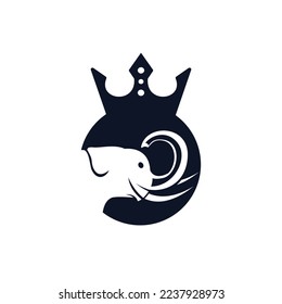 Diseño del logo del vector del vector del elefante king. Elefante con plantilla de icono de la corona.