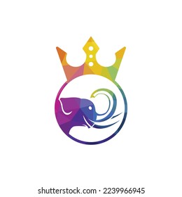 Elephant king vector logo design. Elephant with crown icon template.