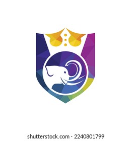 Elephant king vector logo design. Elephant with crown icon template.