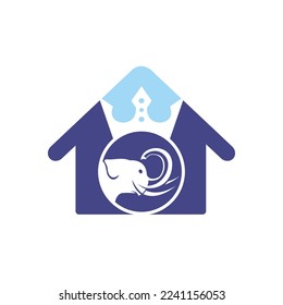Elephant king vector logo design. Elephant with crown icon template.