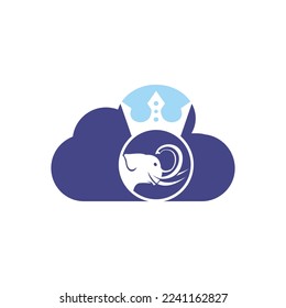 Diseño del logo del vector del vector del elefante king. Elefante con plantilla de icono de la corona.