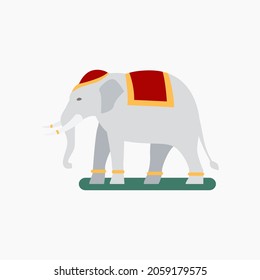 Elephant large cartoon mammal. Flat vector illustration. 