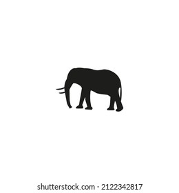 Elephant large cartoon mammal isolated on white. African bush or forest elephant and Asian elephant. Has large ears, concave back, wrinkled skin, sloping abdomen. Sticker for children. Vector
