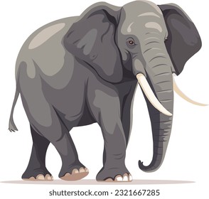 Elephant large cartoon mammal isolated on white background