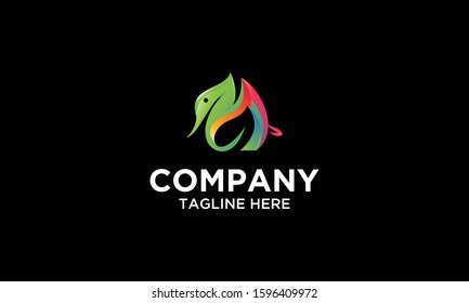 Elephant Leaf Colorful logo Vector