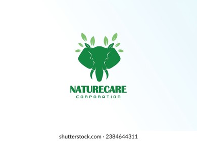 elephant leaf minimalist elegant modern logo vector