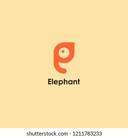 Elephant and Letter E logo design