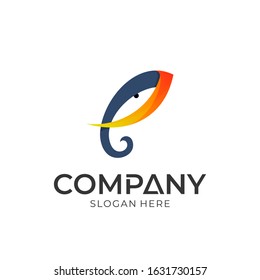 elephant letter e logo design concept, simple elephant vector icon