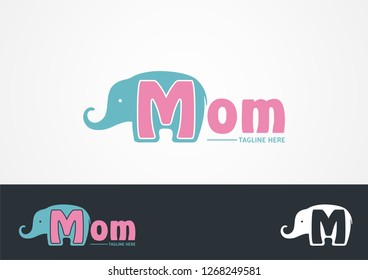 Elephant with letter M logo template
