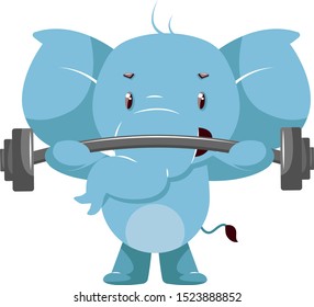 Pesas elefantes levantadoras, ilustración, vector sobre fondo blanco.