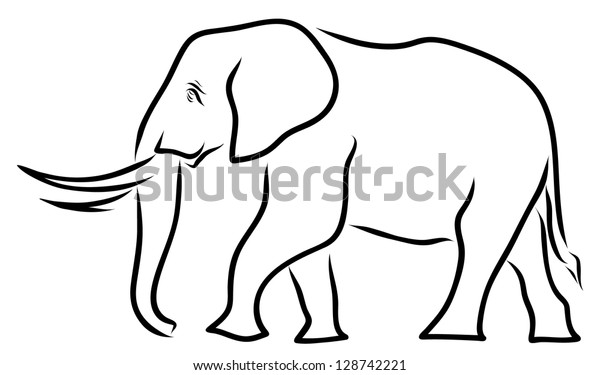 Elephant Line Art Stock Vector (Royalty Free) 128742221